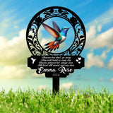 Personalized Hummingbird Memorial Garden Stake, Metal Garden Marker, Cemetery Decoration, Grave Marker, Memorial Gift, Sympathy Gift