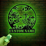 Personnalized Reef Metal Wall Art with Led Lights, Fish Coral Reef Metal Wall Decor, Reef Metal Sign, Aquarium Sign, Fish Lover Gift