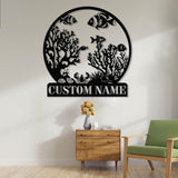Personnalized Reef Metal Wall Art with Led Lights, Fish Coral Reef Metal Wall Decor, Reef Metal Sign, Aquarium Sign, Fish Lover Gift