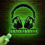 Personalized Headphones Metal Wall Sign, Custom Earphones Metal Art, Decor for Music Lovers, Gifts for Recording Studios, Musical Wall Art