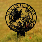 Custom Floral Butterfly Garden Sign, Personalized Name Garden Stake, Metal Garden Sign, Gardener Name Sign, Gardener Gift, Yard Decor