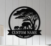 Custom Elephant Sign Metal Wall Sign, Personalized Elephant Sign Metal Wall Art, Metal Wall Decor, Elephant Lover Gifts, Nursery Sign