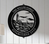 Personalized Lighthouse Metal Sign, Custom Lighthouse Name Sign, Beach House Decor, Harbor Sign, Lighthouse Metal Wall Art, Coastal Decor
