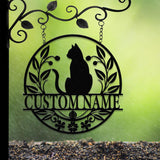 Cat Metal Wall Decor - Moon Cat Metal Wall Art - Black Cat Metal Sign for Home - Cat Lover Wall Decor & Gift for Cat Lovers, Christmas Gifts