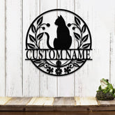 Cat Metal Wall Decor - Moon Cat Metal Wall Art - Black Cat Metal Sign for Home - Cat Lover Wall Decor & Gift for Cat Lovers, Christmas Gifts