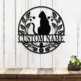 Cat Metal Wall Decor - Moon Cat Metal Wall Art - Black Cat Metal Sign for Home - Cat Lover Wall Decor & Gift for Cat Lovers, Christmas Gifts