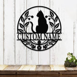 Cat Metal Wall Decor - Moon Cat Metal Wall Art - Black Cat Metal Sign for Home - Cat Lover Wall Decor & Gift for Cat Lovers, Christmas Gifts