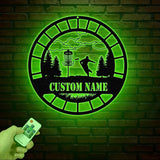 Personalized Disc Golf Metal Sign with LED Lights: Custom Name Sports Wall Art