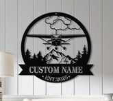 Custom Airplane Hangar Metal Sign with Led Lights- Personalized Pilot Name Wall Art - Aviation Lover Gift - Man Cave Airplane Decor