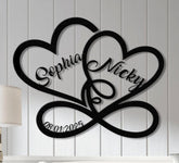 Personalized Metal Heart Couples Sign, Couple Name Sign, Names Above Bed, Custom Love Wall Art, Wedding & Newlywed Gift, Engagement Gift