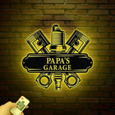 Personalized LED Papa's Garage Sign, Custom Metal Workshop Sign, Dad or Grandpa Gift, Papa's Workshop Wall Art, Gift for Dad