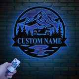 Custom Name UTV Metal Sign with Led Lights, Personalized Off-Road Adventure Sign, Side by Side LED Wall Art, Mountain UTV Sign
