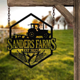 Custom Farm Sign with Tractor, Corn Farming Sign, Personalized Farm Tractor Name Sign, Home Decor Farm Truck, Gift For Farmer