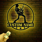 Personalized Guitarist Musician Name Metal Sign with Led Lights, Custom Guitar Metal Sign, Guitar Studio Sign, Gift for Guitarist