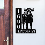 Custom Metal Cow Address Sign: Farmhouse Decor