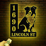 Personalized Australian Shepherd House Number, Pet Home Number Metal Wall Sign, Animal Outdoor House Address Sign, Dog Home Address Sign