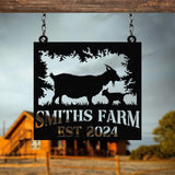 Custom Goat Metal Wall Sign - Personalized Farm Name Wall Art - Goat Farmhouse Decor & Gifts for Goat Lovers, Family Name Sign