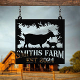 Custom Goat Metal Wall Sign - Personalized Farm Name Wall Art - Goat Farmhouse Decor & Gifts for Goat Lovers, Family Name Sign