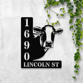 Custom Metal Cow Address Sign, Personalized FarmHouse Decor, Exterior Home Address Sign, Country Lover Gifts, Housewarming Gift