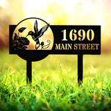 Hummingbird Address Metal Yard Sign Custom, Address Garden Stake, Personalized Lawn Address Sign, Address Garden Stake, House Number Sign