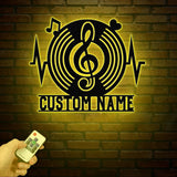 Vinyl Record Metal Wall Art, Musical Home Decor, Music Decor, Music Studio Sign, Personalized Turntable Record Metal Sign, Living Room Decor