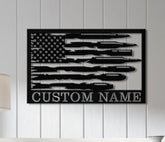 Custom Us Flag Ammo Wall Art with Led Lights, Personalized Bullets Metal Sign, Gun Room Sign, Decor For Firearms, Firearm Gift, Gunner Gift