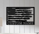 Custom Us Flag Ammo Wall Art with Led Lights, Personalized Bullets Metal Sign, Gun Room Sign, Decor For Firearms, Firearm Gift, Gunner Gift