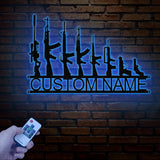 Custom Gun Metal Sign with Led Light, Personalized Gun Metal Wall Art, Metal Gun Wall Art, Gun Sign, Gift for Gun Lover, Gun Decor