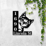 Custom Cat House Numbers Metal Sign Wall Art with Led Light, Metal Address Sign, Modern House Numbers, Front Porch Decor, Cat Lovers Gifts