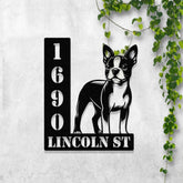 Personalized Boston Terrier Dog House Number, Pet Home Number Metal Wall Sign, Animal Outdoor House Address Sign, Dog Home Address Sign