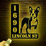 Personalized Boston Terrier Dog House Number, Pet Home Number Metal Wall Sign, Animal Outdoor House Address Sign, Dog Home Address Sign