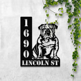 Personalized Bull Dog House Number, Pet Home Number Metal Wall Sign, Animal Outdoor House Address Sign, Dog Home Address Sign
