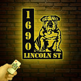 Personalized Bull Dog House Number, Pet Home Number Metal Wall Sign, Animal Outdoor House Address Sign, Dog Home Address Sign