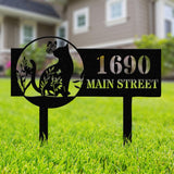 Customized Cat Home Address Metal Stake, Cat Metal Sign, Home Number Metal Sign, Horizontal Address Sign, Cat Lover Sign, Cat Mom Gift