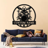 Custom Drummer Metal Sign, Drummer Wall Art LED Lights, Personalized Drum Player Name Sign, Drum Music Room Decor, Kids Nursery Decoration