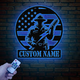 Custom US Lineman Metal Wall Art with LED Light, Personalized Electrical Worker Name Sign, Electrician Home Decor, Birthday Gifts, Dad Gifts