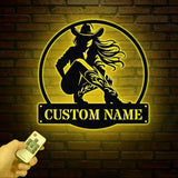 Custom Sexy Cowgirl Metal Sign with Led Lights - LED Wall Art for Cowboy and Cowgirl Decor - Perfect Gift for Her and Girls' Room Decoration