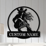 Custom Sexy Cowgirl Metal Sign with Led Lights - LED Wall Art for Cowboy and Cowgirl Decor - Perfect Gift for Her and Girls' Room Decoration