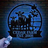 Custom Metal Cow Calf Farm Sign, Personalized Farmhouse Sign, Metal Farm Name Sign, Ranch Sign, Cow and Calf Sign, Barn Gate Plaque