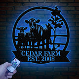 Custom Metal Cow Calf Farm Sign, Personalized Farmhouse Sign, Metal Farm Name Sign, Ranch Sign, Cow and Calf Sign, Barn Gate Plaque