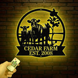 Custom Metal Cow Calf Farm Sign, Personalized Farmhouse Sign, Metal Farm Name Sign, Ranch Sign, Cow and Calf Sign, Barn Gate Plaque