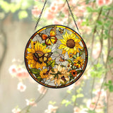 Sunflower Glass Suncatcher, Sunflower Stained Glass Hanging, Flower Garden Gift Home Decor, Birthday Gift, Window Hanging, Mother's Day Gift