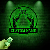 Personalized Crossed Anaconda Metal Sign witth Led Light, Custom Armory Name Sign, Man Cave Decor, Veteran Gift, Gift for Him