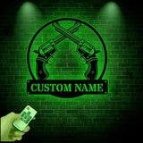 Personalized Crossed Anaconda Metal Sign witth Led Light, Custom Armory Name Sign, Man Cave Decor, Veteran Gift, Gift for Him