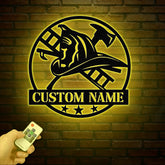 Personalized Firefighter Gift, Firefighter Metal LED Sign, Personalized Gift, Fireman Gift, First Responder Gift, FireFighter Sign