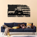 Custom US Flag Tractor Metal Sign, Personalized Tractor Metal Name Art, Decor For Farm, Tractor Metal Decor, Gifts for Farmer