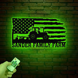 Custom US Flag Tractor Metal Sign, Personalized Tractor Metal Name Art, Decor For Farm, Tractor Metal Decor, Gifts for Farmer