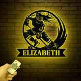 Personalized Girl Ice Hockey Metal Wall Art LED Light, Custom Hockey Player Stick Sign, Sports Wall Art, Gift for Hockey Lovers