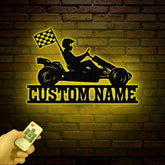 Personalized Go Kart Racing Metal Sign with LED Light, Custom Go Kart Racing Sign, Go Kart Racer Name Sign, Go Kart Gifts, Kart Racer Gift