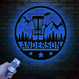 Personalized Disc Golf Metal Sign with LED Lights, Custom Disc Golfer Name Sign, Sports Wall Art, Gift for Dad, Home Decor